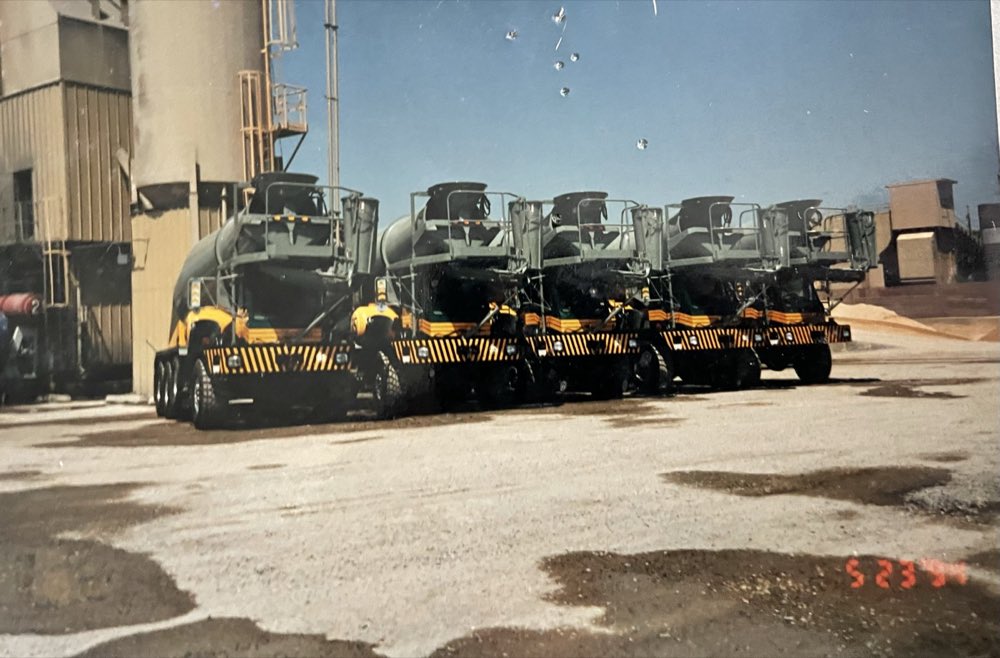 Nicolia front-discharge mixers lined up at the plant in a photograph dated May 1994